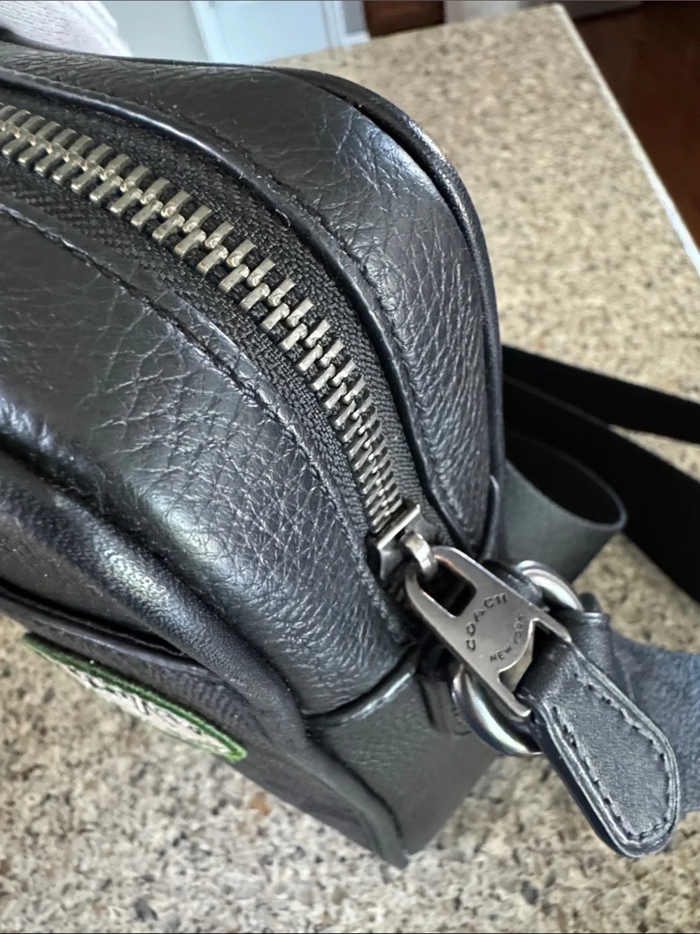 Coach Black Men's Messenger Bag with Red & Green Patches